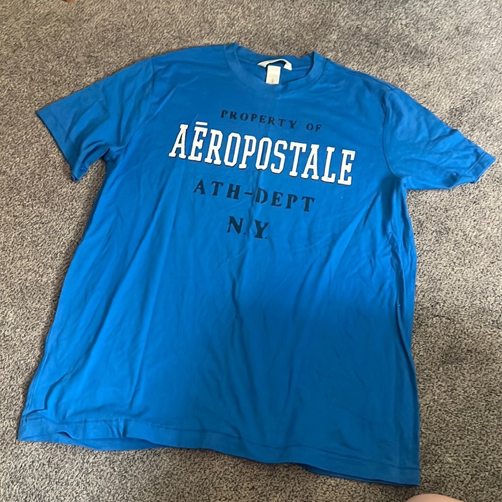 Aeropostale blue t-shirt with white and dark blue lettering